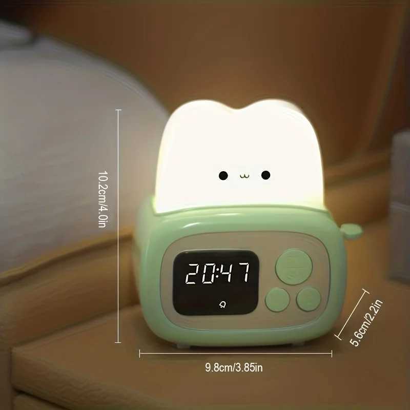 1pc Time toaster night light High appearance level Bedside light cute sleeping light cartoon mini alarm clock H260318