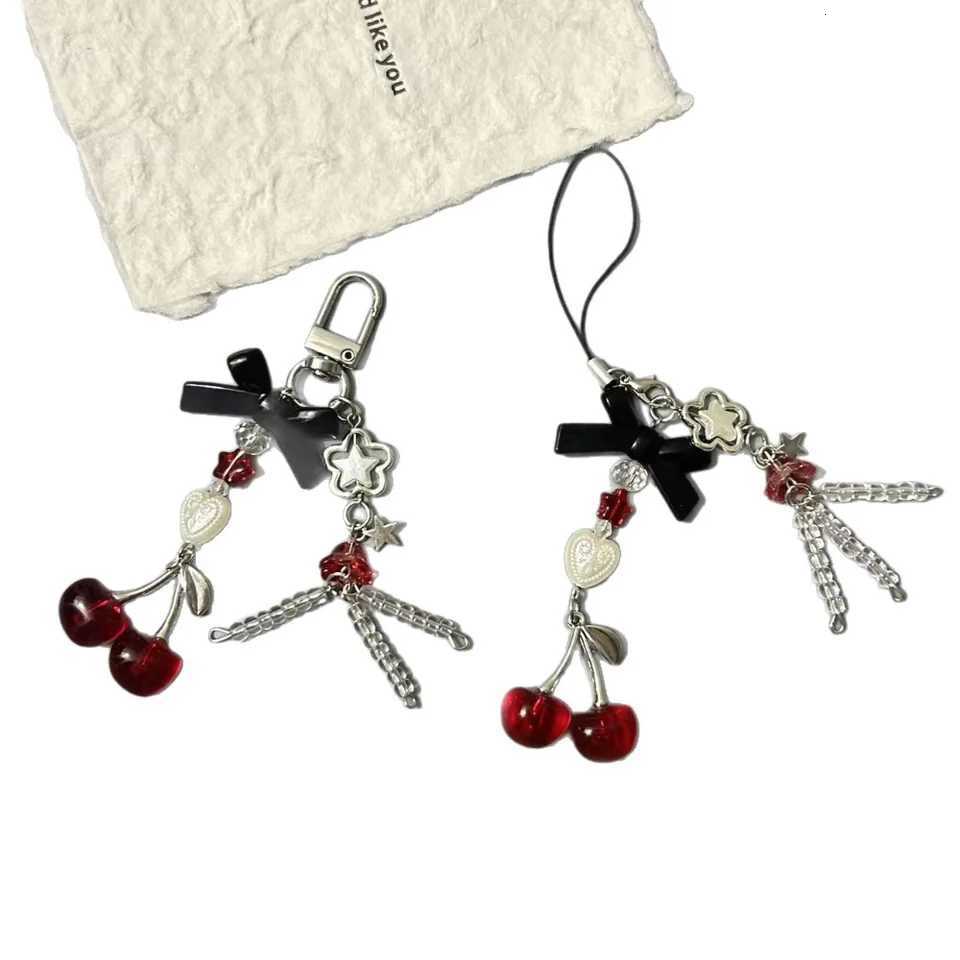 Sweet Cherry Pendant Keychain Cute Bow Key Ring Mobile Phone Lanyard Decoration Accessories Bag Pendant H260318 - view 7