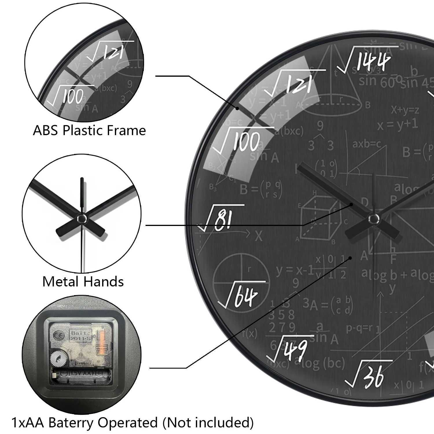 8 inch Chalkboard Math Formulas Clock Student Personality Silent Wall Clock Classroom Study Mathematics Art Wall Decor Math Gift D260318