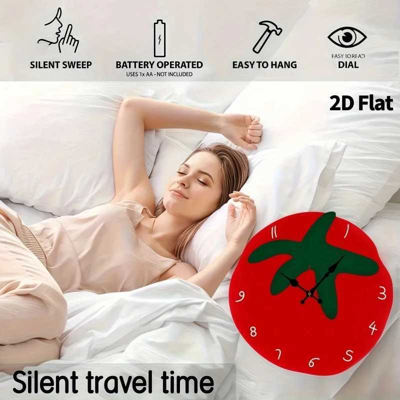 Creative Tomato Design Silent Wall Clock Living Room Bedroom Office Kitchen And Cafe Decor Gift For Family And Friends D260318