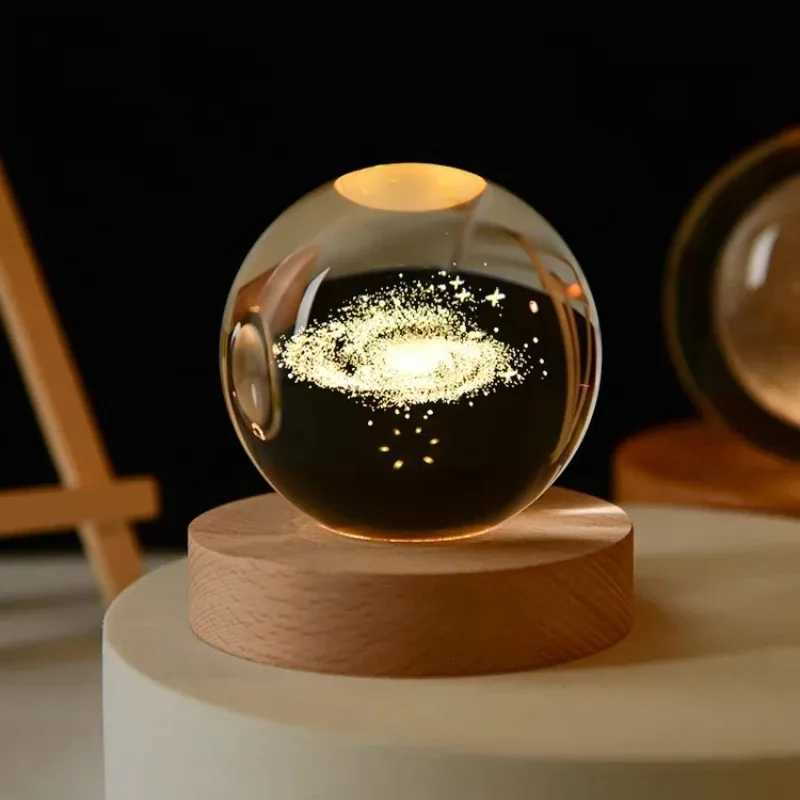 6cm 3D Crystal Ball Decoration 2026 Astronomy Solar System Planets Moon Astronaut LED Balls Home Snow Glass Globe Decorations H260318