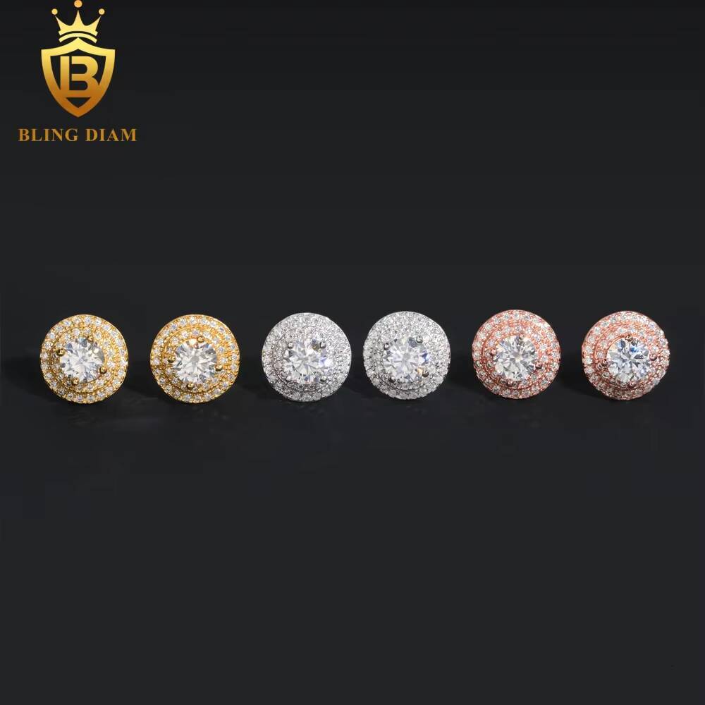 USA Stock New Arrivals 925 Silver Earrings Iced Out Vvs Moissanite Earring Diamond Fine Jewelry Earring Men Women