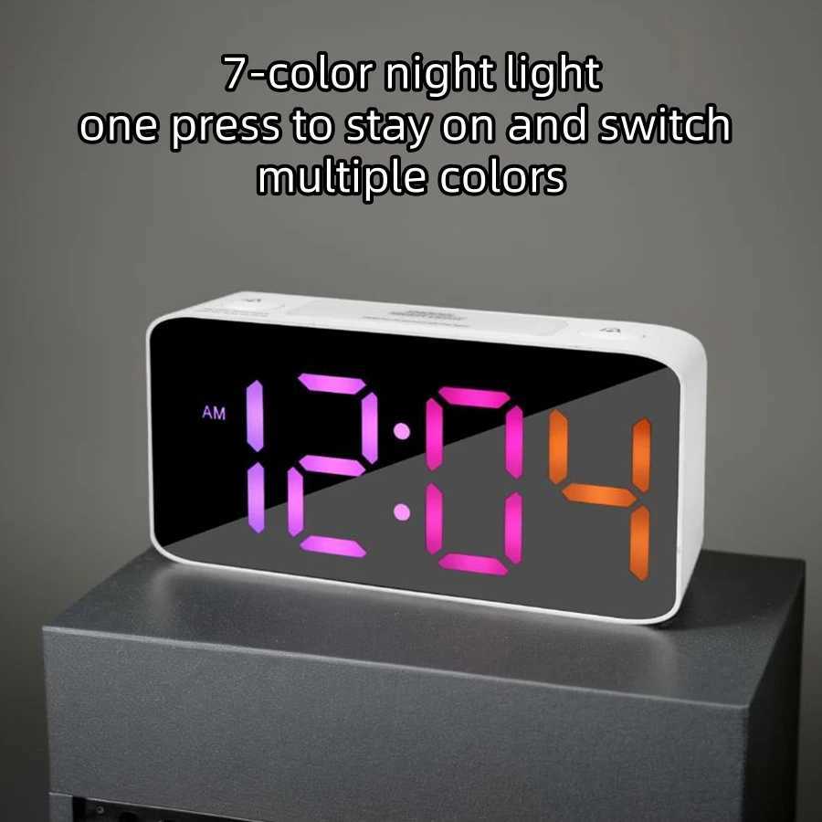 1PC multi-function RGB color screen alarm clock desktop LED digital clock Customize two sets of alarms five levels of brightn D260318