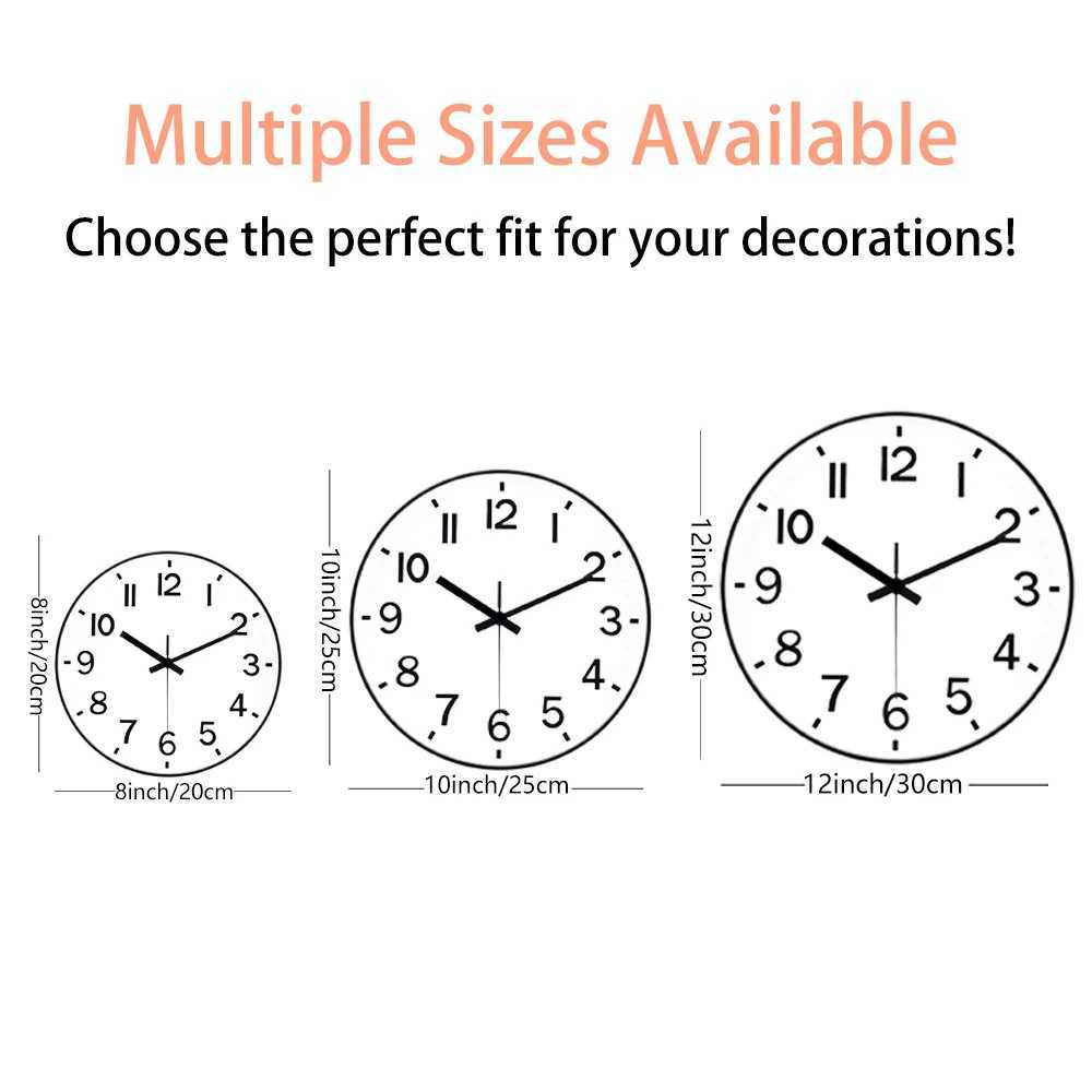 12 Inch Simple Quartz Wall Clock With Large Numbers Easy To Read Clock Modern Silent Non Ticking Wall Mounted Home Decoration D260318