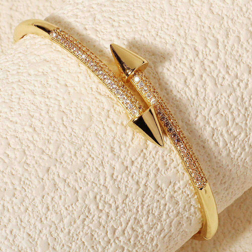 Bracelet Hot Selling Buckle Nail Bracelet Exquisite Copper Micro Inlaid Zircon Bracelet High-end Design Open Bracelet Bracelet Bracelet Bracelet Homme - view 6