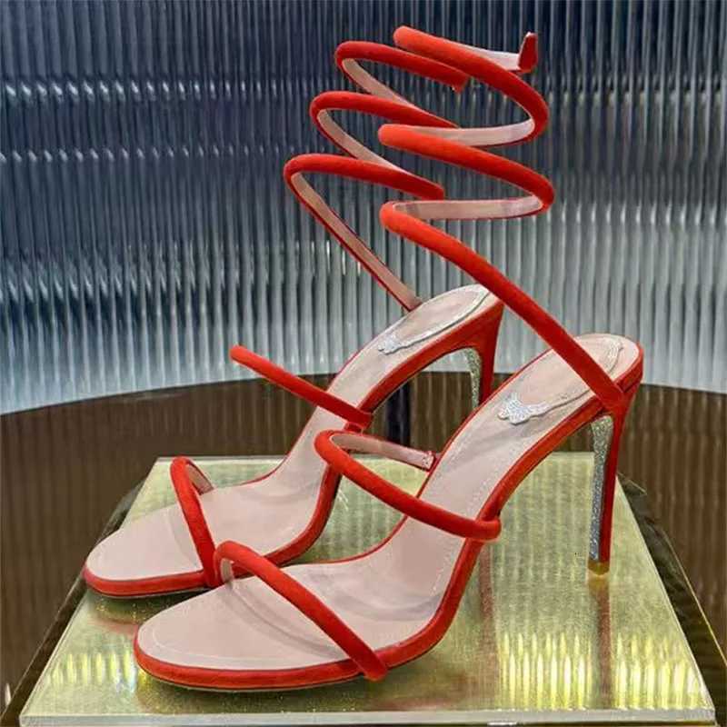 Summer High Heels Sandals Woman Snake Twine Around Ankle Strap Wedding Party Shoes Woman Heeled Gladiator Sandals Women W260318