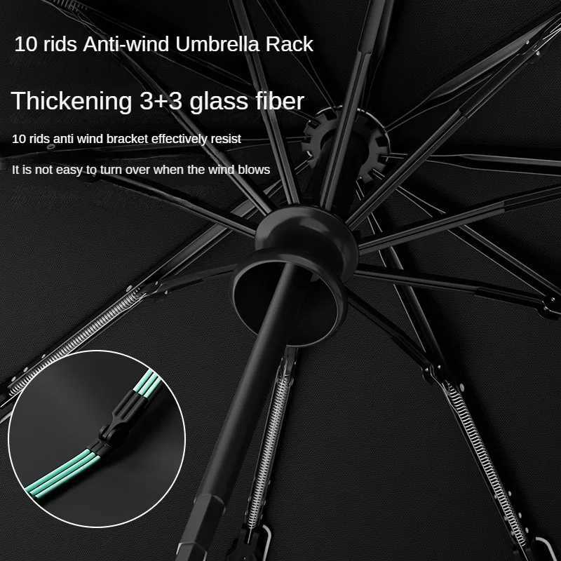 Mustarpicking Mechanical Style Umbrella for Men withWide Umbrella Strap Automatic Open Large Solid Windproof Minimalist Umbrella H260318 - view 5