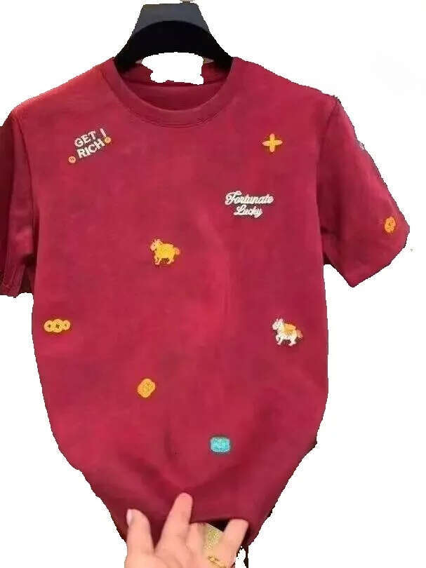 Summer 2026 Limited Edition Embroidered Ort Sve T-Irt Men's Round Ne Animal Pattern Casual Versatile Trendy Top