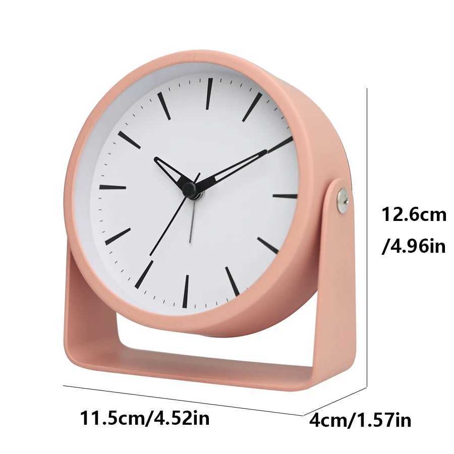 1pc 45 inch metal rotating quartz alarm clock simple desktop silent clock suitable for home and office decoration D260318