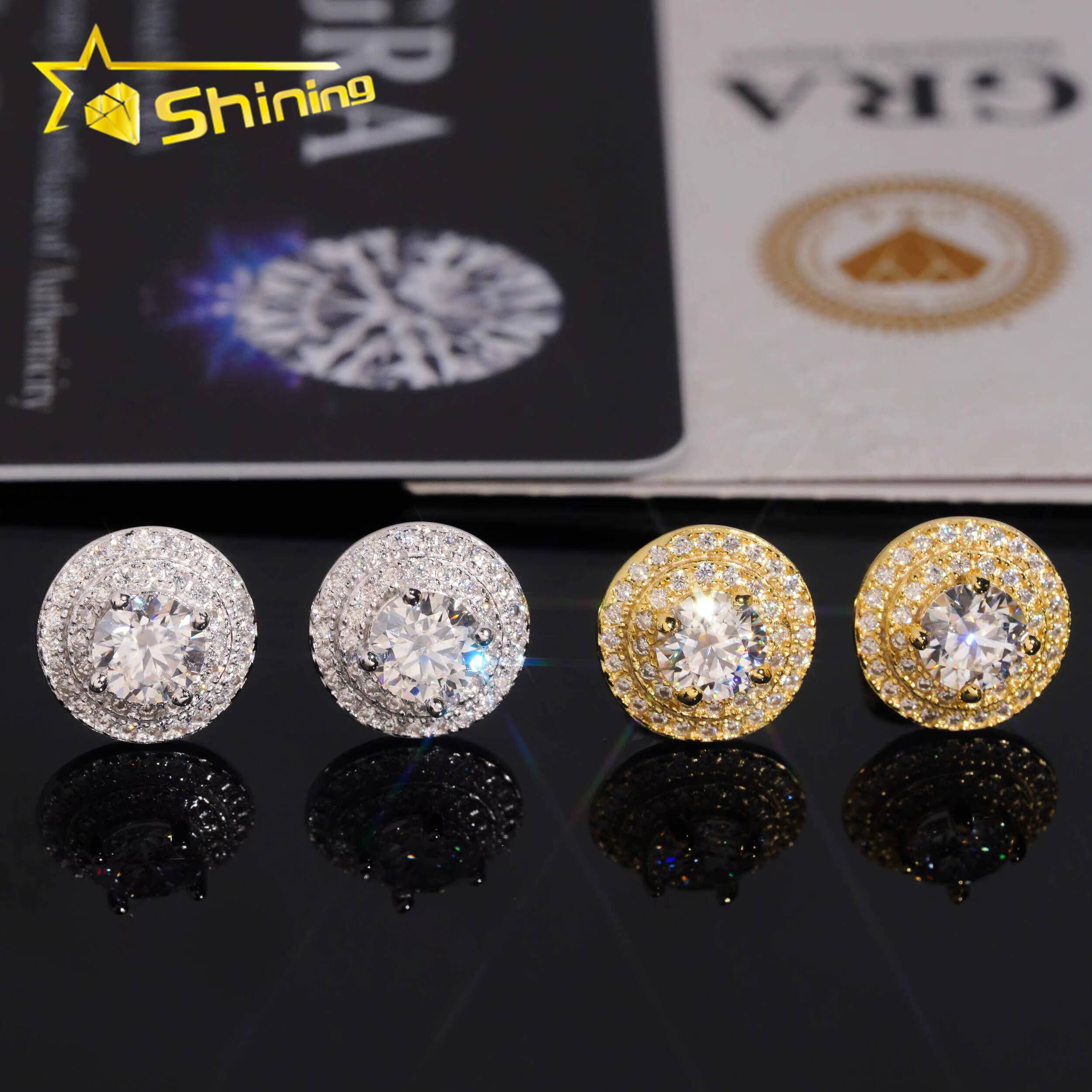 Fine Jewelry Iced Out Silver 925 Earrings Hip Hop Men Women Screw Back VVS Moissanite Earrings Ship From USA Warehouse
