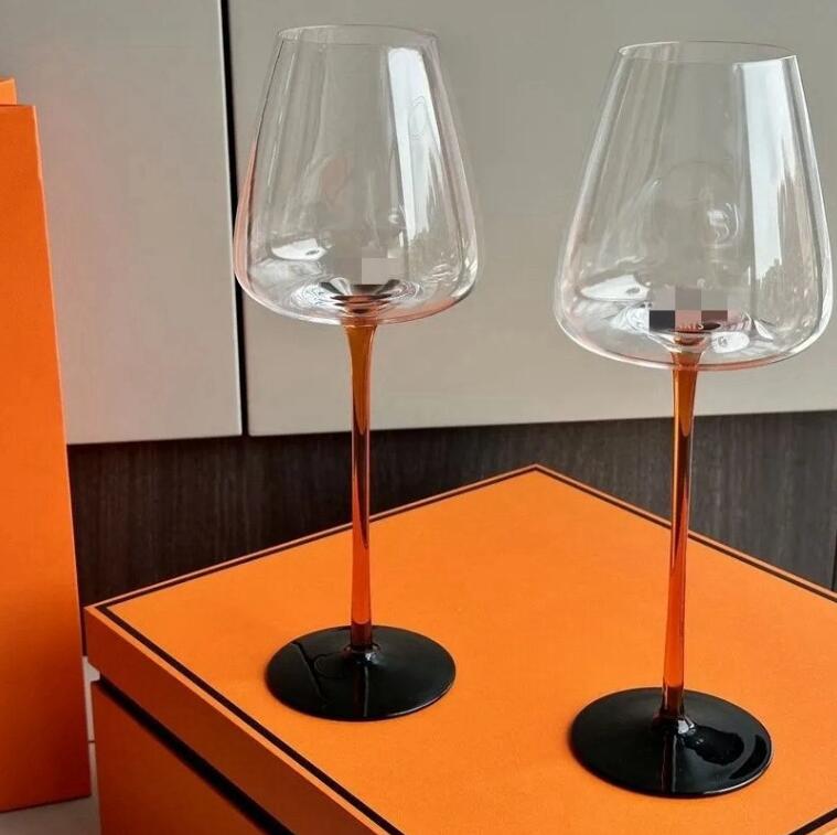 2026 Luxury designer High Foot Red Wine Glass Set Top Quality Home Use Classic letter logo Wine Glass High Beauty Crystal Burgundy Wine Glasses gift box 5 color