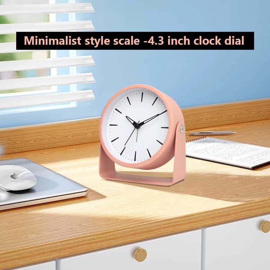 1pc 45 inch metal rotating quartz alarm clock simple desktop silent clock suitable for home and office decoration D260318