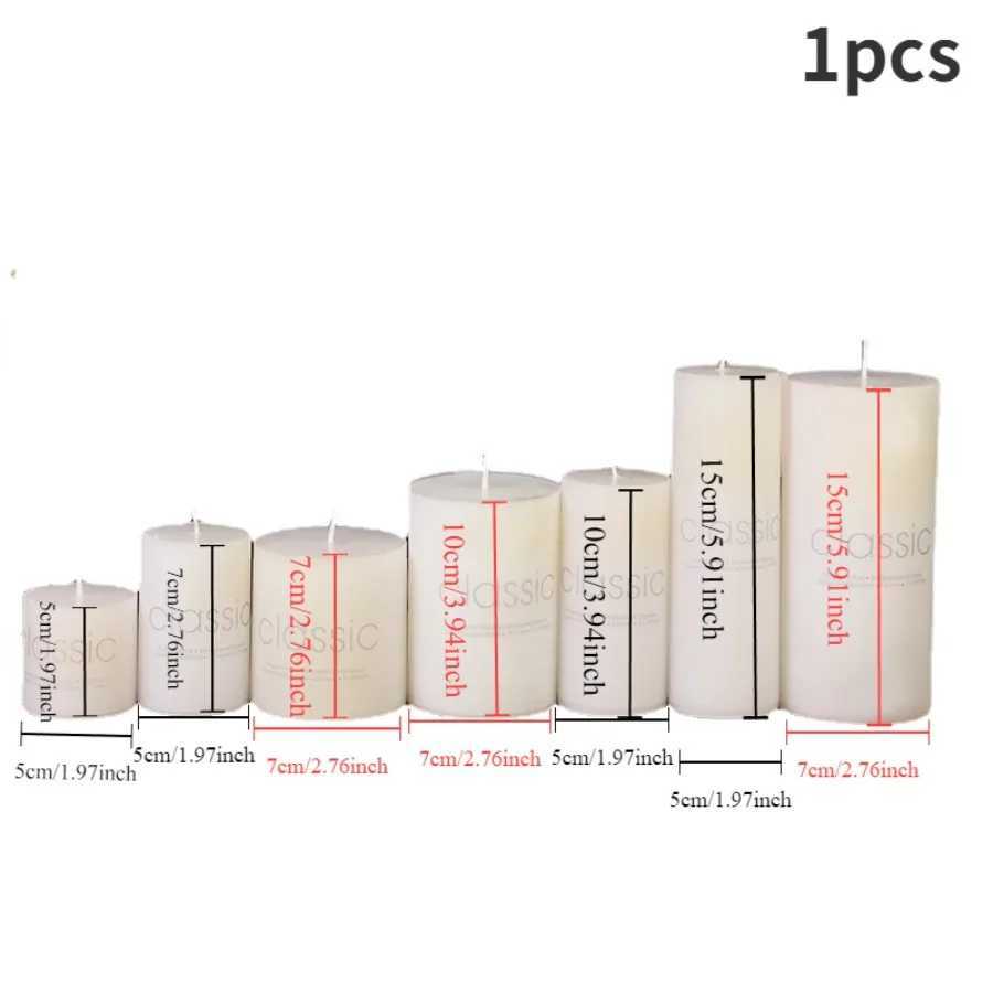 1pc white candle home emergency candle white pillar wax smokeless and odorless for home lighting church lighting candles D260318