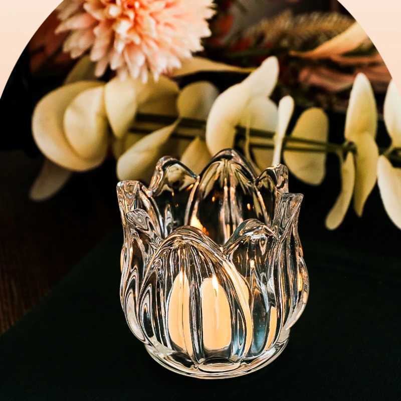 Vintage Tulip Glass Candle Holder Romantic Wedding Clear Table Candle Ornament Home Jewelry Accessories Craft Gifts Home Decor D260318