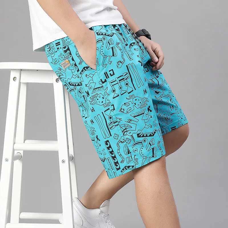 Mens 100 Cotton Shorts Elastic Waist Casual Shorts Printed Beach Shorts Relaxed Fit Running Shorts Cotton Sweat Shorts M260318
