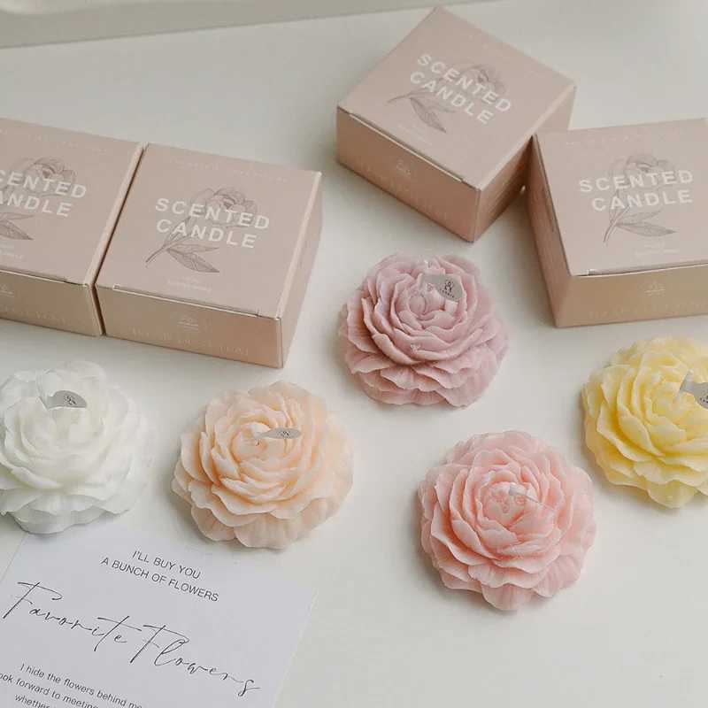 3D Peony Aromatic Candle Creative Flower Shape Aromatherapy Wedding Decor Gifts Box Valentines Day Scented Souvenir Ornament D260318