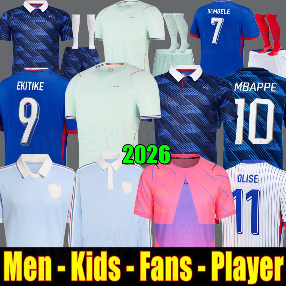 french soccer jersey 25 26 MBAPPE BARCOLA OLISE EKITIKE 2025 2026 DEMBELE Maillots de football shirt equipement de foot Men kids kit enfants France 120TH RUGBY