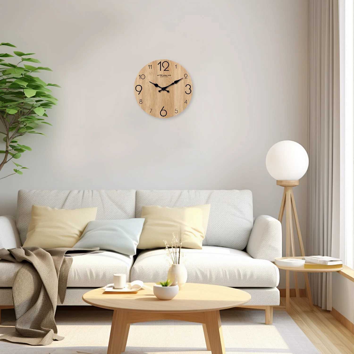 Imitation Wood Grain Round Wall Clock Wooden Plate Crafts Living Room Bedroom Home Decoration Wall Clocks Silent Quartz Clock D260318