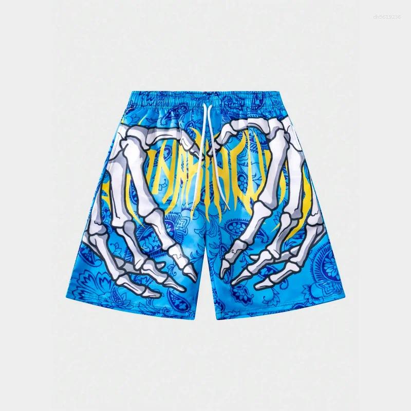 Men's Shorts Trend Skeleton Hand Graphic Beach For Men Fashion Cool Summer 3D Printed Short Pants Loose Streetwear Hip Hop Swim Trunks