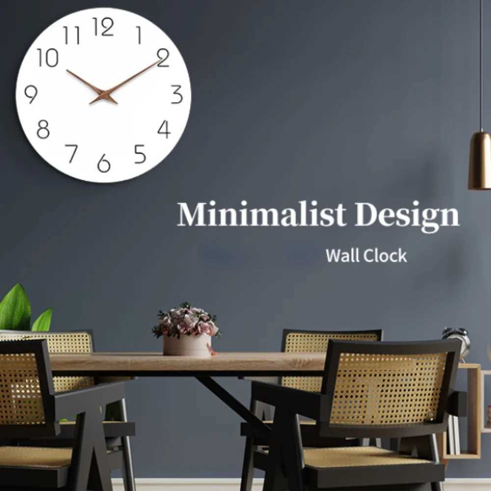 Wall Clock 12 Inch Silent Non Ticking Wood Wall Clocks Battery Operated Wooden White Modern Simple Minimalist Hanging Wall Clock D260318