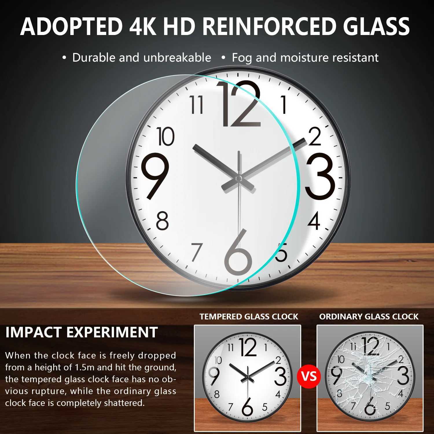 12 Inch Simple Quartz Wall Clock With Large Numbers Easy To Read Clock Modern Silent Non Ticking Wall Mounted Home Decoration D260318