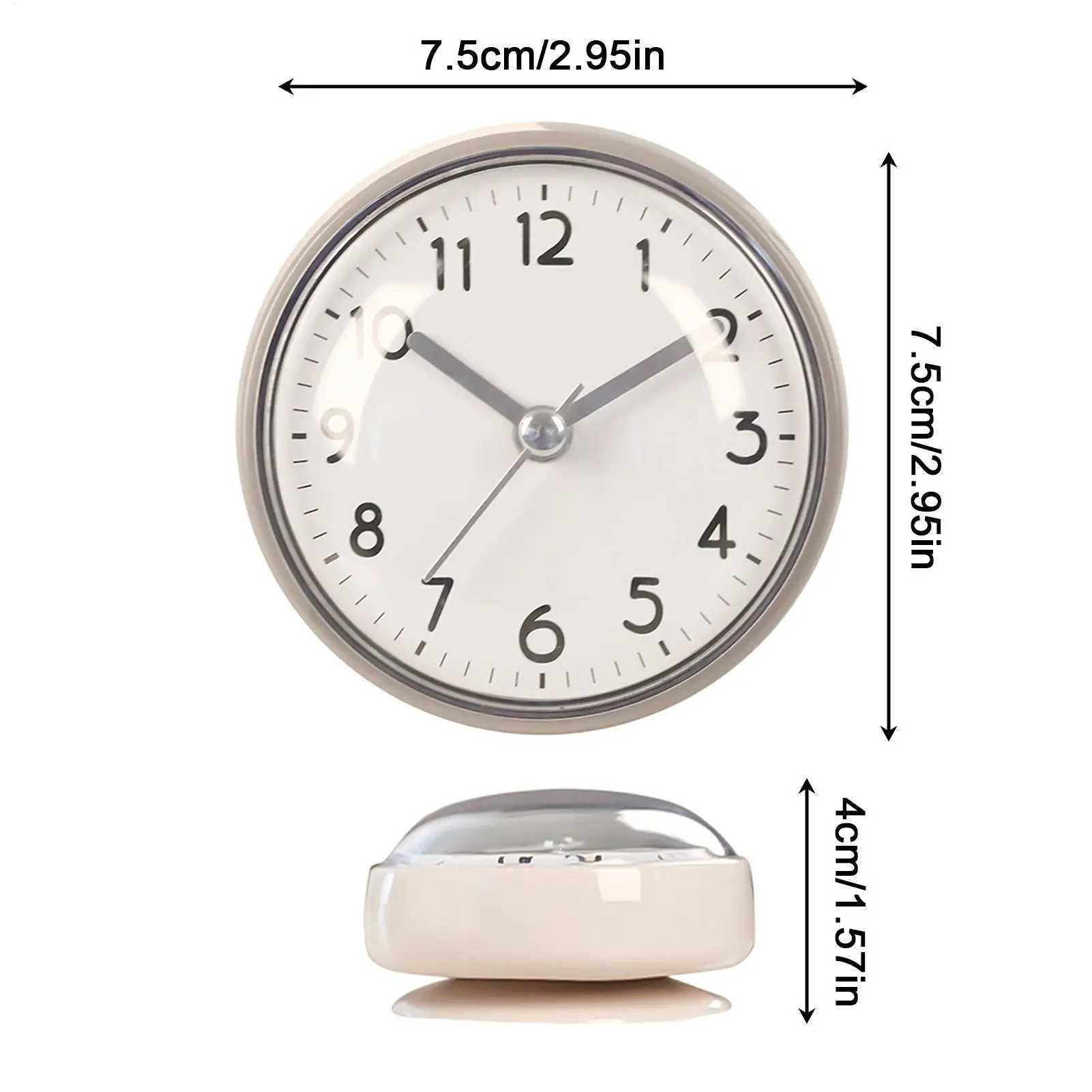 Shower Anti Fog Waterproof Mini Small Table Decoration Kitchen Living Bathroom Room Wall Clock Toilet Round Sucker Decor Art D260318