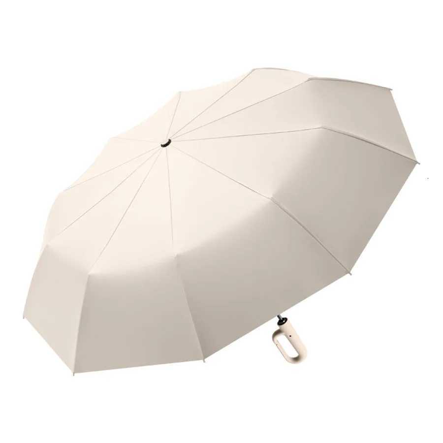 Extra large 10-bone ring buckle umbrella forward fully automatic portable wind-resistant dual-purpose folding rain black glue H260318 - view 7