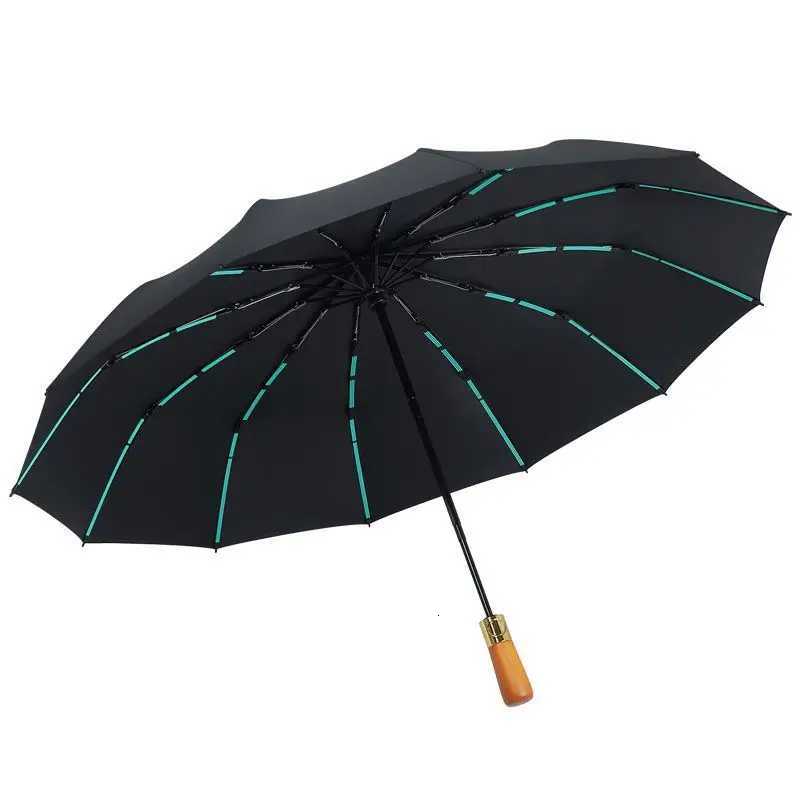72 Bones Fully Automatic Umbrella for Mens Large Foldable Black High-end Business Wooden Handle Umbrella H260318 - view 6