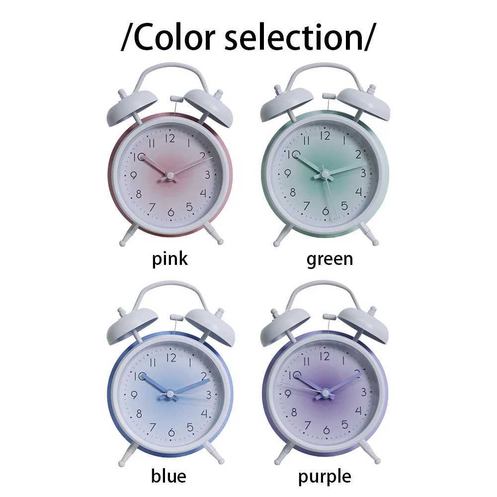Ins Style Metal Alarm Clock Battery Powered AA Cute Decorative Clock for Home Office D260318