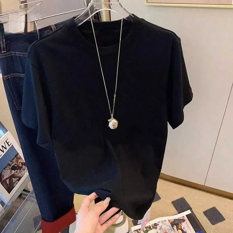 Heavyweight White Pure Cotton Short Sleeved T-shirt for Men and Women Loose Casual and Slimming Solid Color Niche Top Ins 2025T260317