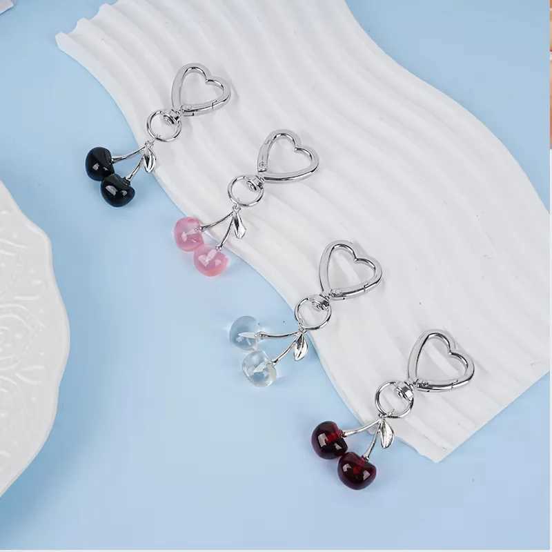 Cute Exquisite Stereo Transparent Simulated Fruit Red Little Cherry Resin Keychain for Women Bag Pendant Jewelry Accessory Gifts H260318 - view 3