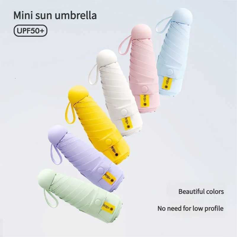 Mini Capsule Umbrella Five-Fold Six-Rib UPF50 Sunshade UV Protection Compact Foldable Rain Umbrella for All Weather H260318 - view 3