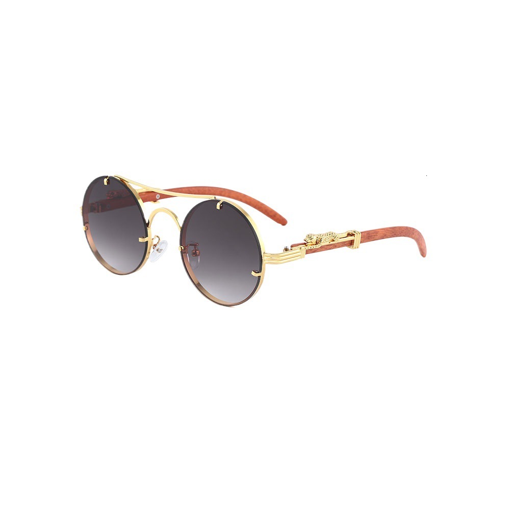 Brand Sunglasses Round Frame Metal Sunglasses For Men New Model Leopard Decoration Personalized Wo Sunglasses Wholesale Outdoor Sunscreen Glasses
