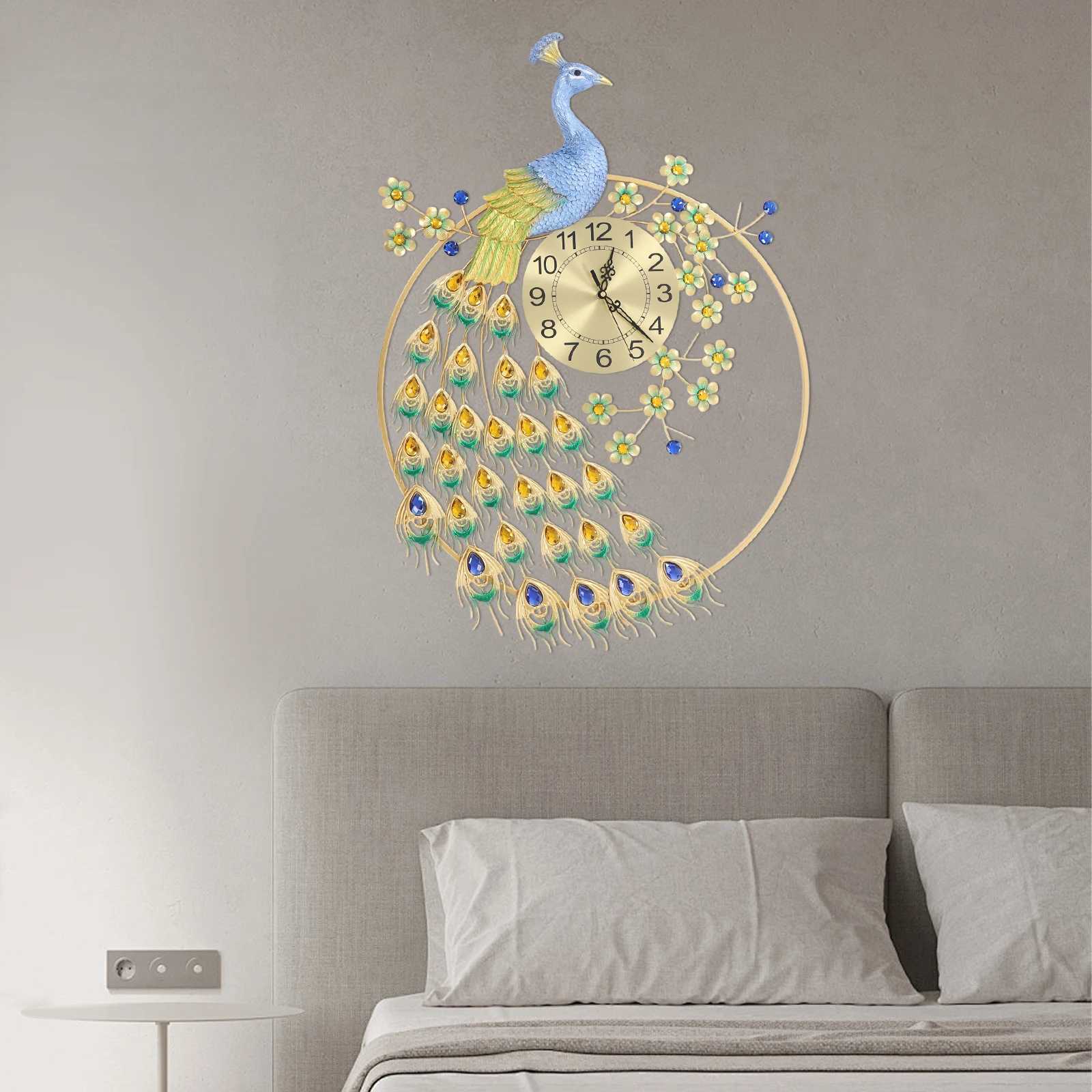 6082cm/ Peacock Wall Clock Decorative Wall Clock Wall Clock for Living Room Decor D260318