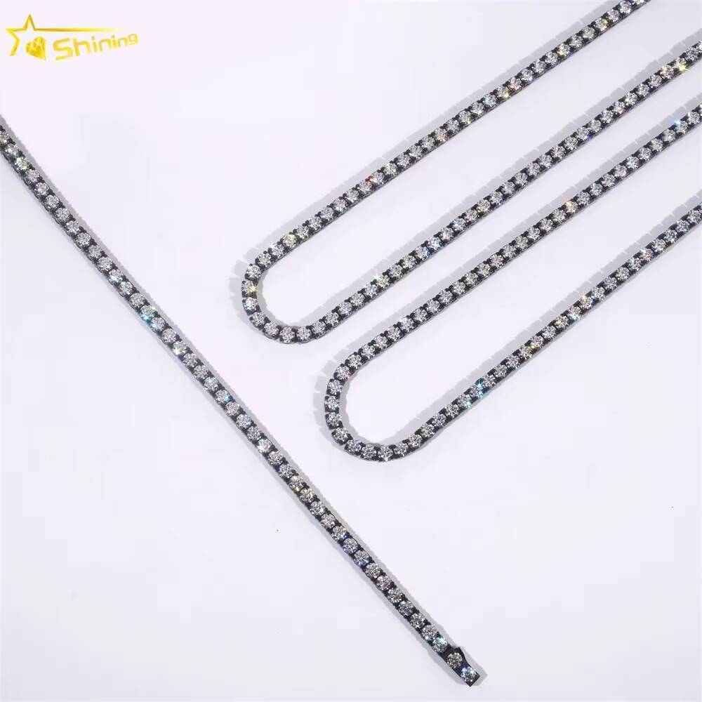 Whole Price Luxury Hip Hop Custom 316L Stainless Steel 5mm Black Moissanite Tennis Chain Bracelet Necklace