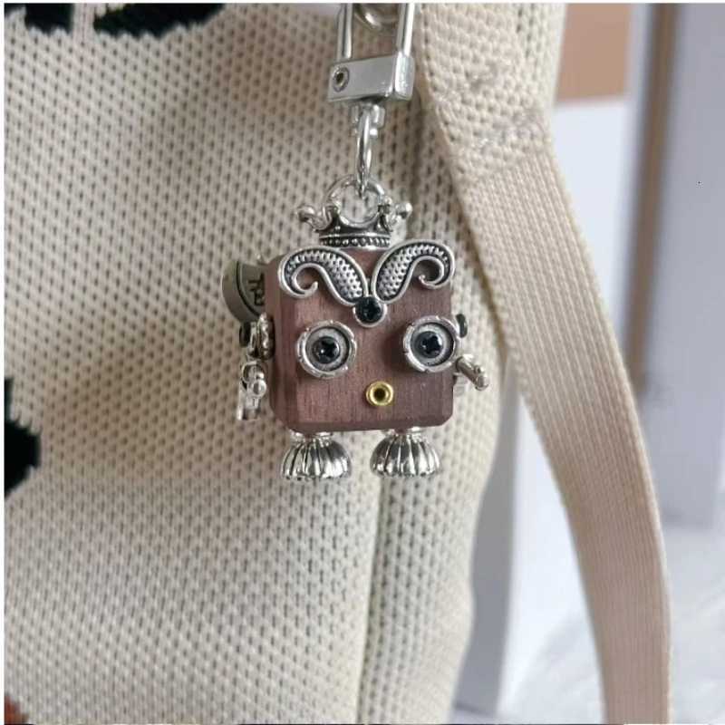 Steampunk Wooden Block Robot Car Keychain Creative Bag Hanging Accessories H260318 - view 3