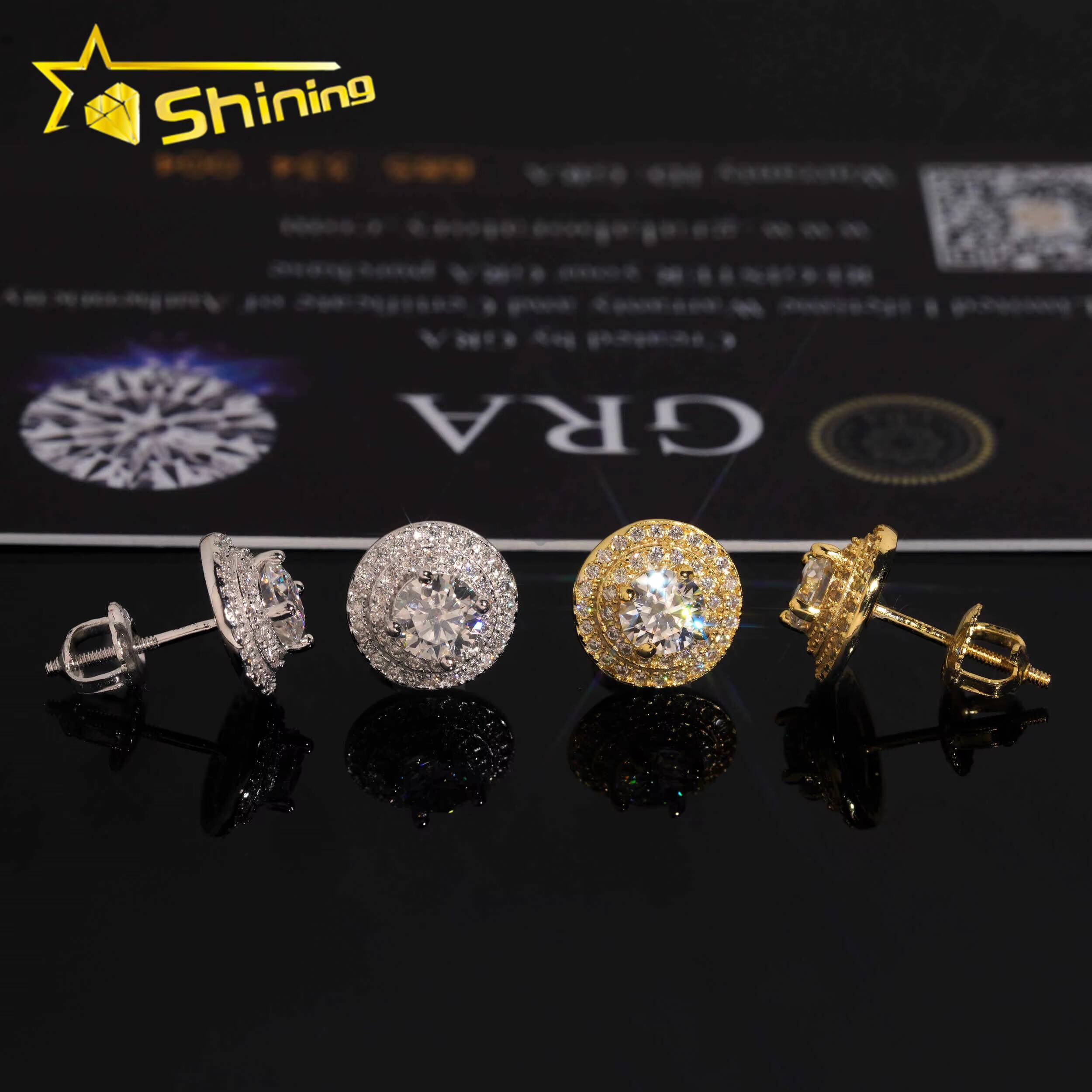 Fine Jewelry Iced Out Silver 925 Earrings Hip Hop Men Women Screw Back VVS Moissanite Earrings Ship From USA Warehouse