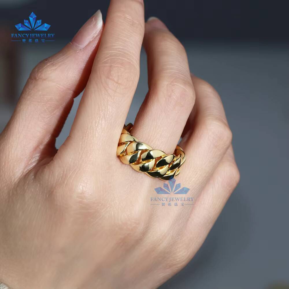 New Design Hiphop Style Cuban Ring 925 Silver Gold Plated Without Diamond Miami Style Ring for Men Gift Party Luxury Jewelry