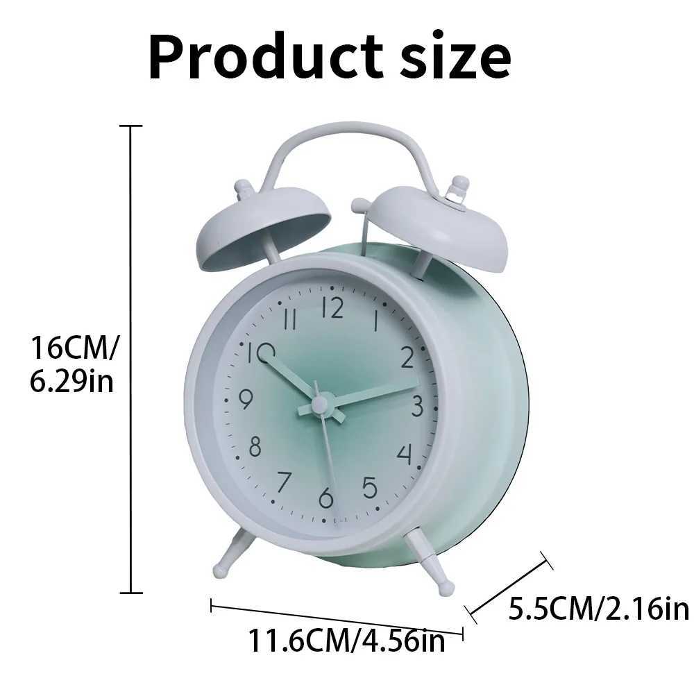 Ins Style Metal Alarm Clock Battery Powered AA Cute Decorative Clock for Home Office D260318