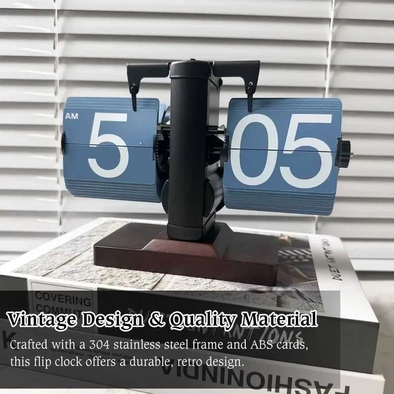 Flip Clock Vintage Desk Clocks Retro Flip Down Clocks-Battery Powered Internal Operated Flip Flop Watch Home Office Dcor D260318