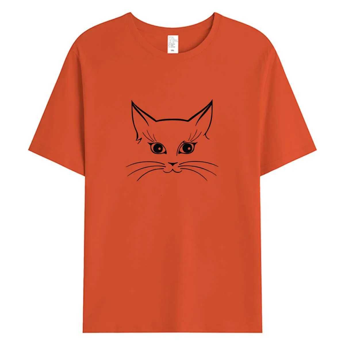 Womens 100 Cotton T Shirts Oversized Casual Tee 2025 Summer Short Sleeve Top New Cat Graphic Woman ClothingT260317
