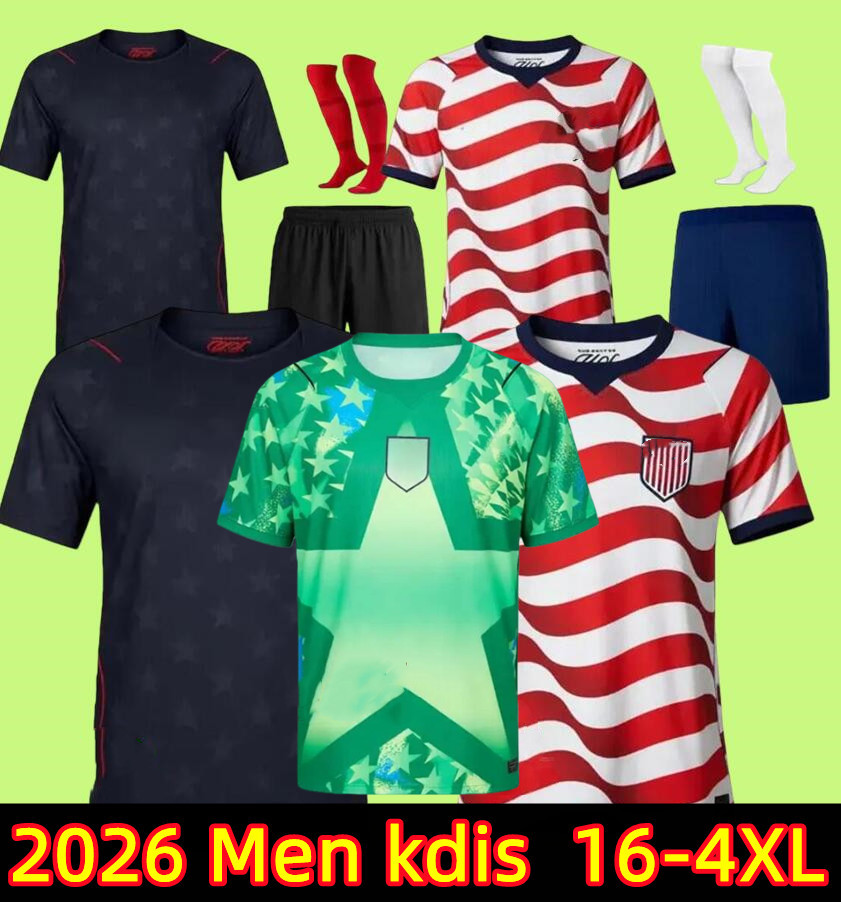 3XL 4XL USAS 2026 World Cup Soccer Jerseys PULISIC BALOGUN AARONSON WRIGHT 26 27 America Football Shirt United States Camisetas Dempsey LALAS USMNT Men kids Kits