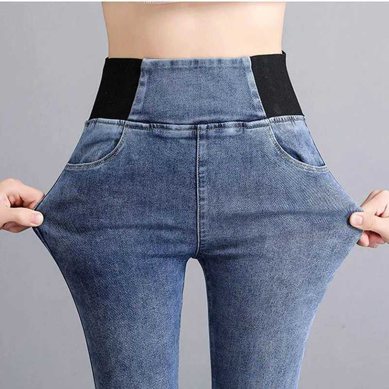 High Waist Pencil Jeans Women Classic Skinny Casual Big Size 38 Denim Pants Streetwear Pantalones Stretch Wash Vaqueros TrousersT260317