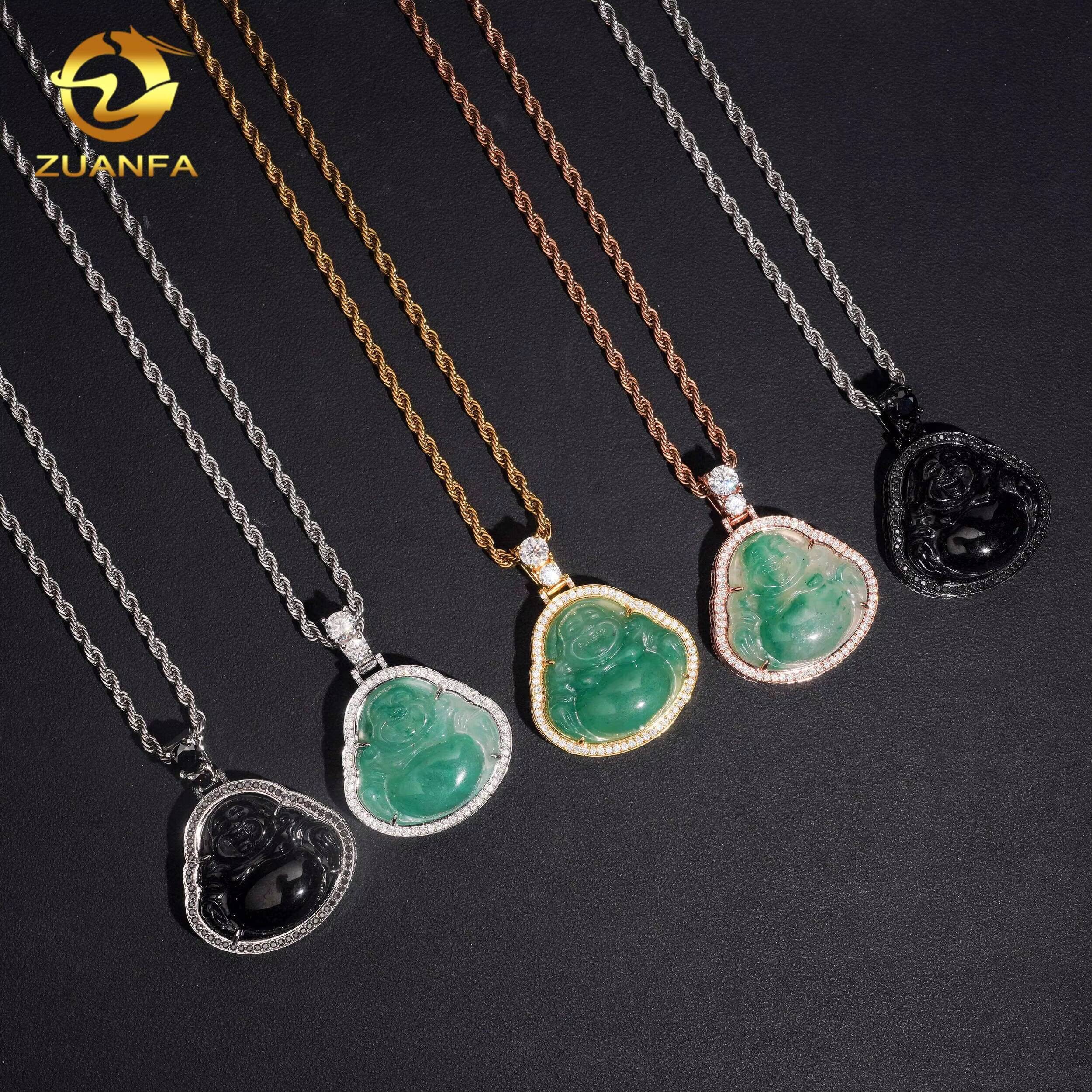 Solid 925 Silver Jade Buddha Moissanite Diamond Pendant Hip Hop Pendant Iced Out Pendant Lucky Pendant