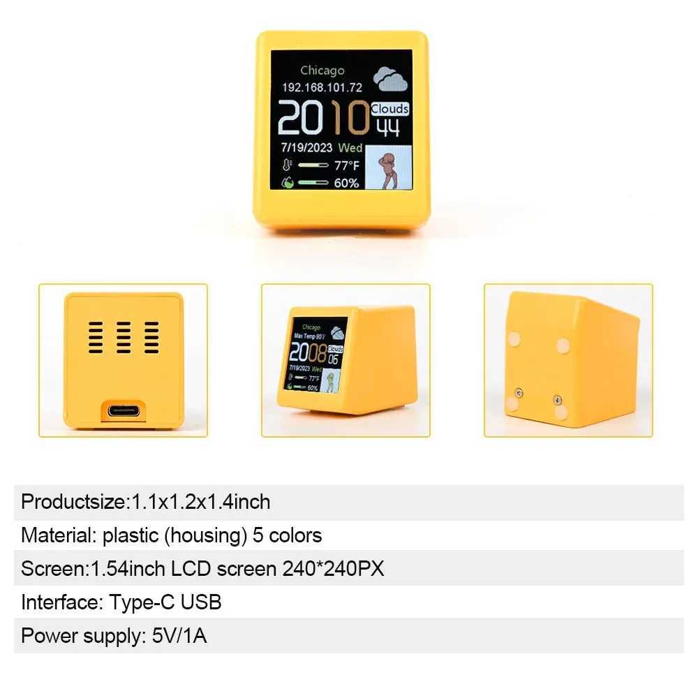 Small Portable Smart Wifi Weather Station Display Weather Temperature Humidity Time mini Alarm Clock Desktop Decoration D260318