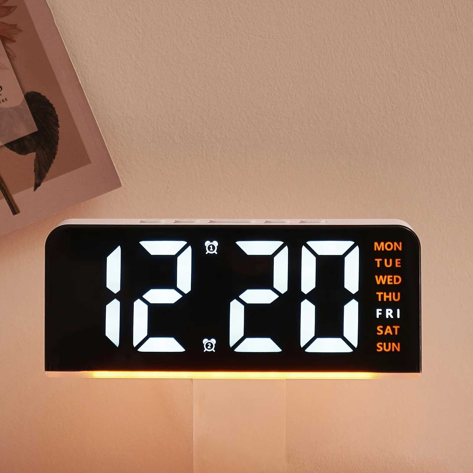 New Digital LED Alarm Clock Desktop Table Clock Night Light with Time Temperature Display Backlight Snooze Clock Modern Decor D260318