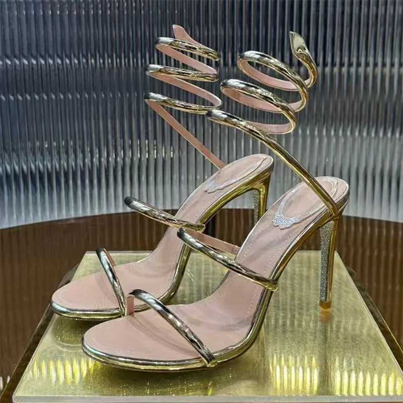 Summer High Heels Sandals Woman Snake Twine Around Ankle Strap Wedding Party Shoes Woman Heeled Gladiator Sandals Women W260318