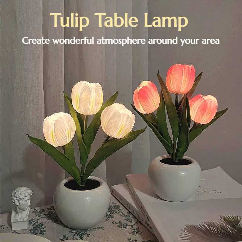 1 PC Tulip LED Night Light Bedside Bedroom Atmosphere Light Simulated Bouquet Light Best Mothers Day Gift Birthday Gift H260318