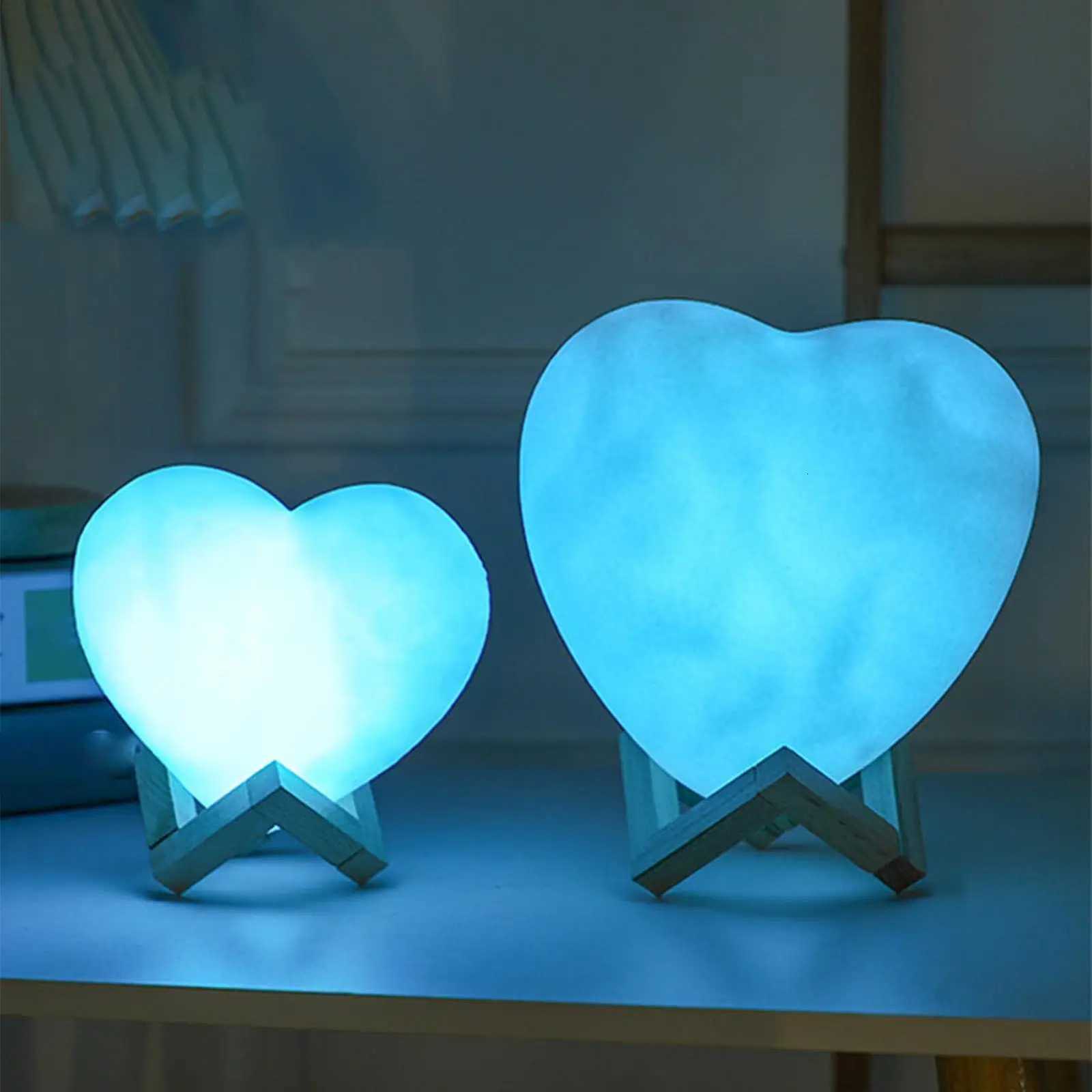 Heart Night Light 16-Color USB Rechargeable LED Nightlight Heart Shaped Light with Stand and Remote Control for Valentines Day H260318