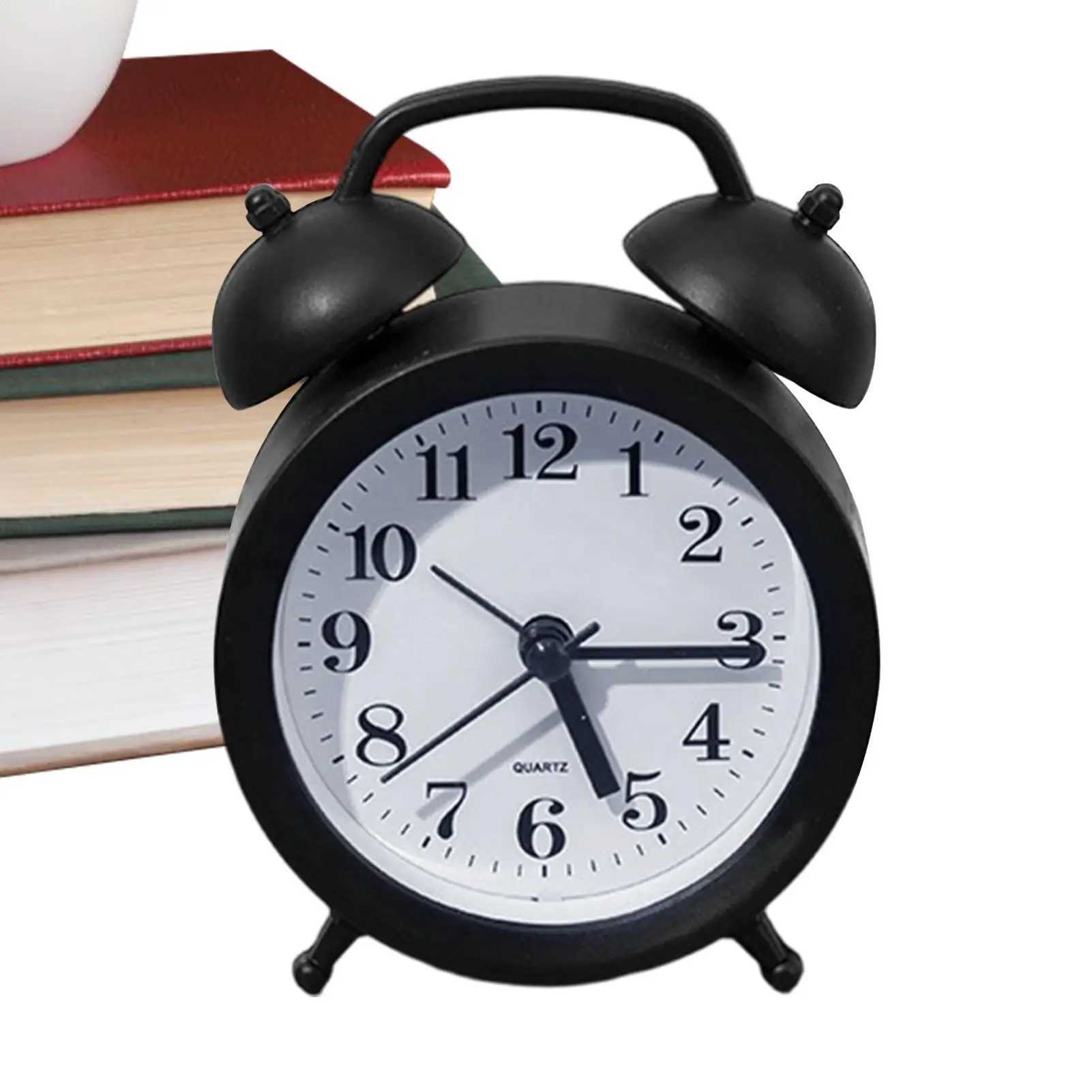Retro Alarm Mechanical Double Bell Home Office Desktop Metal Alarm Clock Desk Table Analog Clock Silent for office home D260318